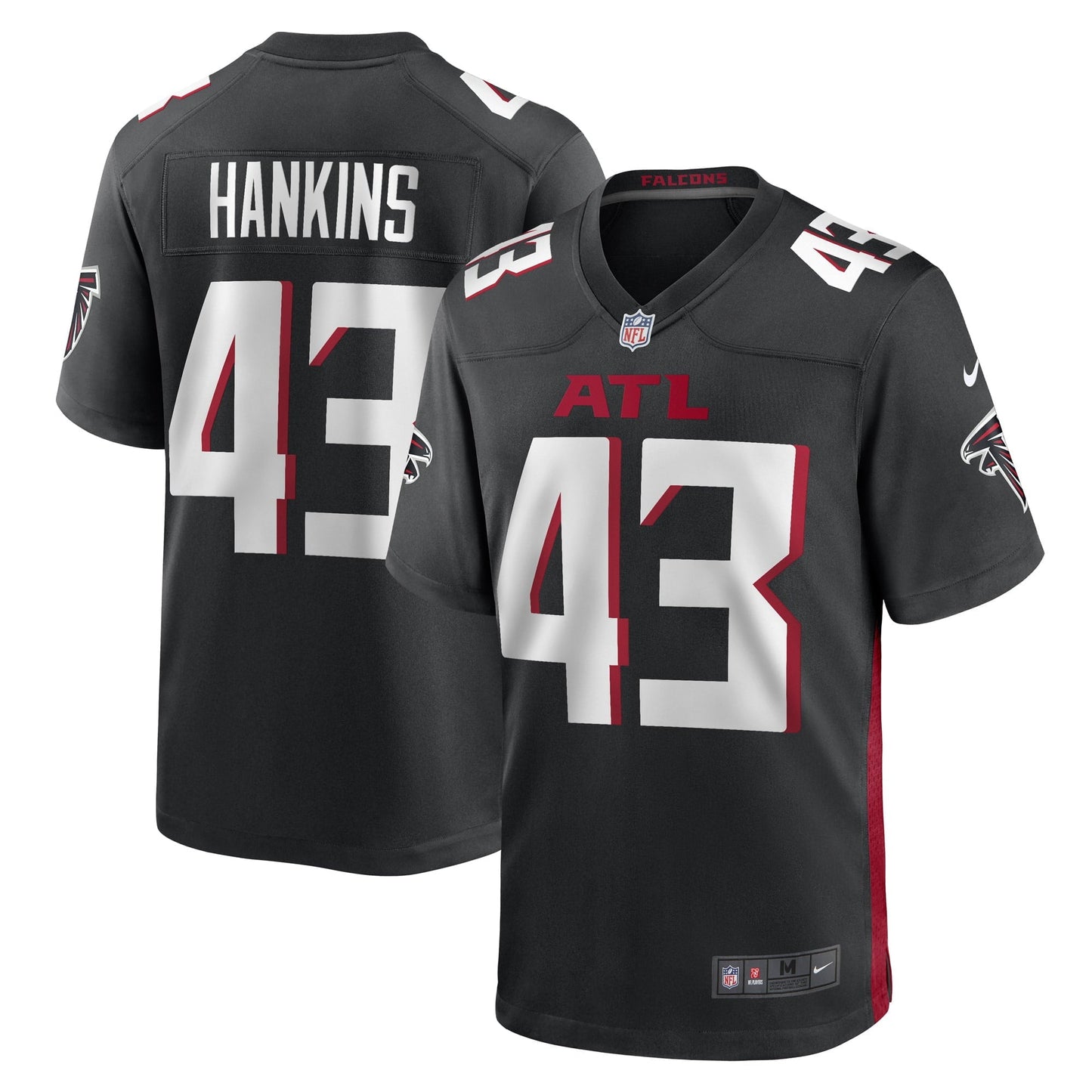 Men's Nike Black Matt Hankins Atlanta Falcons Game Player Jersey